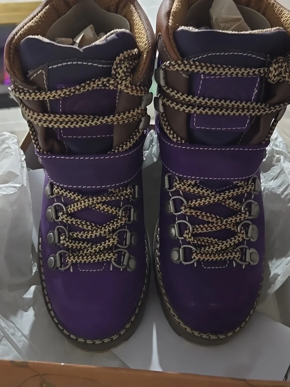 Candie’s Alpine Lilac Leather Hiking Boots, Size 7, New - Picture 2 of 6